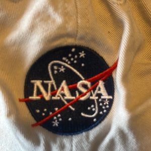 NASA Baseball Cap Hat Beige Blue Red Space Science 100% Cotton Barely Worn